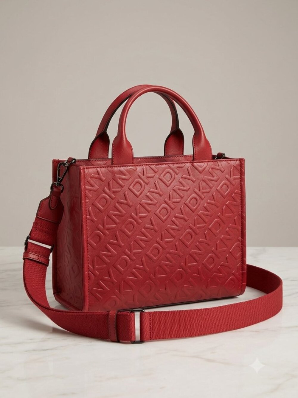 NWT DKNY Ashlyn Medium Tote Bag — Red Embossed Logo Satchel